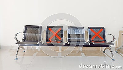 chairs made of iron, used to sit and placed in a waiting room Stock Photo