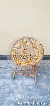 chairs made of woven rattan or bamboo which have a simple and unique model in halanam Stock Photo