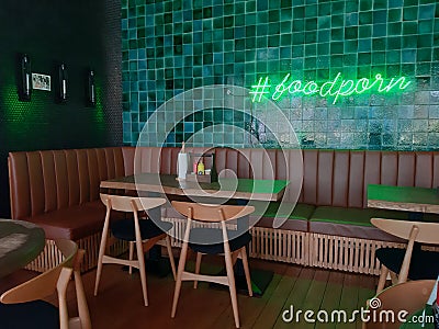 Chairs and table in a cafe cafe city of Sochi 05.09.2019 Editorial Stock Photo
