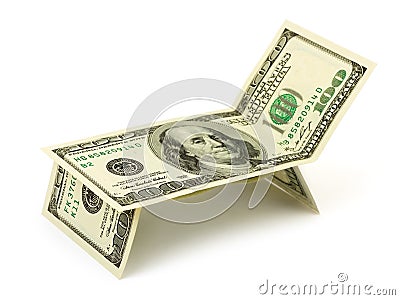 Chaise longue made of money Stock Photo