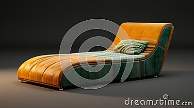 Realistic And Hyper-detailed Green And Orange Sofa Bed Stock Photo
