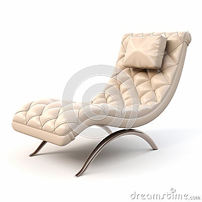 Futuristic Glamour: Leather Chaise Lounge In Light Beige Stock Photo