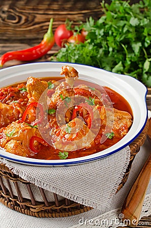Chakhokhbili - chicken stewed with tomatoes Stock Photo