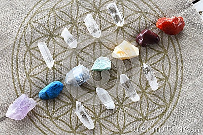 Chakra Balancing Crystals Close Up Stock Photo