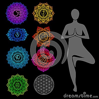 Chakra list tantric Vector Illustration