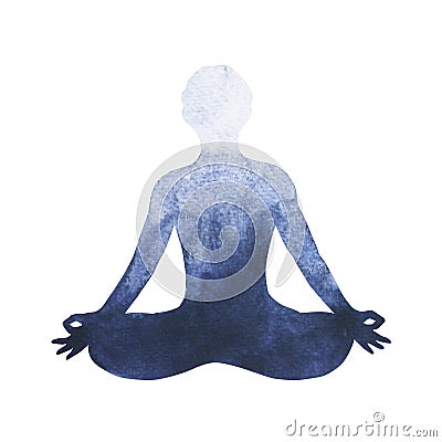 Chakra lotus pose yoga symbol logo, watercolor painting Cartoon Illustration