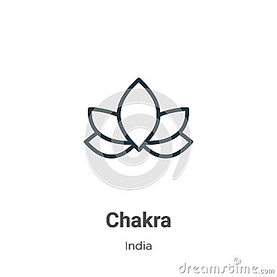 Chakra outline vector icon. Thin line black chakra icon, flat vector simple element illustration from editable india concept Vector Illustration