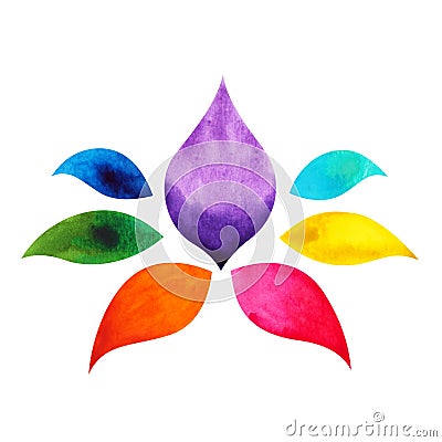 Chakra reiki healing lotus logo symbol icon mind health spiritual art therapy watercolor painting color illustration design Cartoon Illustration