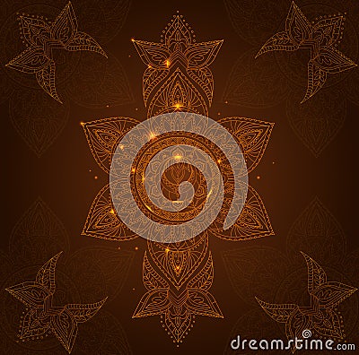 Chakra Svadhisthana on a Dark Brown Background. Vector Vector Illustration