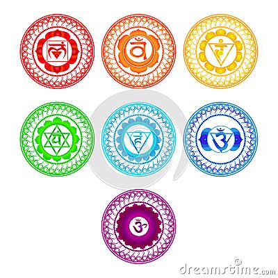 Chakra symbols set. Vector Illustration