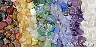 Chakra tumbled healing stones crsytal healing background Stock Photo