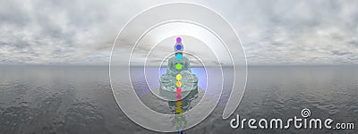 Chakras at blue sunset - 3D render Stock Photo