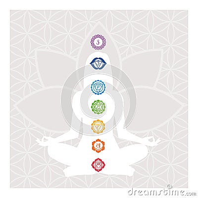 Chakras and energy body Vector Illustration