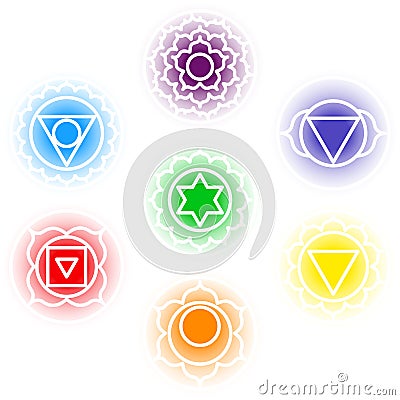 Chakras icons set Vector Illustration