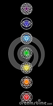 Chakras icons set Vector Illustration