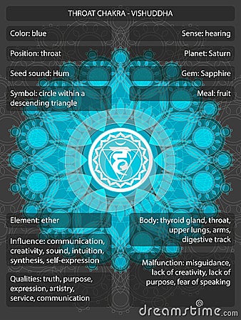 Chakras symbols with meanings infographic Vector Illustration