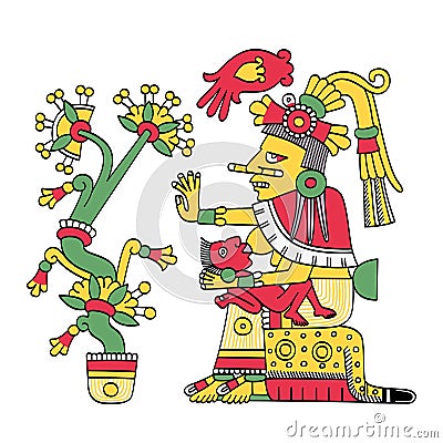 Chalchiuhtlicue, Aztec goddess of water and patroness of childbirth Vector Illustration