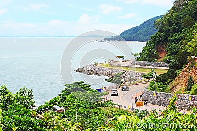 Chalerm Burapha Chonlathit Highway view from Noen Nangphaya View Point Chanthaburi, Thailand. Editorial Stock Photo