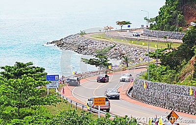 Chalerm Burapha Chonlathit Highway view from Noen Nangphaya View Point Chanthaburi, Thailand. Editorial Stock Photo