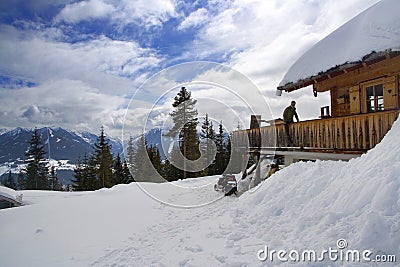 Chalet in Austrian Alps Stock Photo