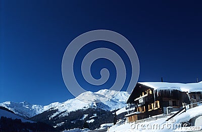 Chalet in Austrian Alps Stock Photo