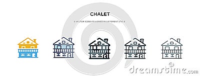 Chalet icon in different style vector illustration. two colored and black chalet vector icons designed in filled, outline, line Vector Illustration