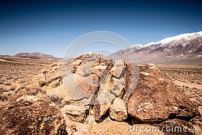 Chalfant Valley with its famous petroglyphs in the rocks Stock Photo