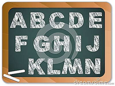 Chalk Alphabet on Blackboard Vector Illustration