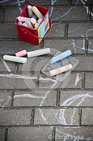 Chalk art on sidewalk Stock Photo