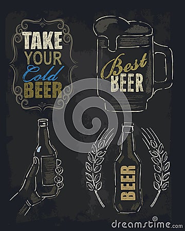 Chalk beer Vector Illustration