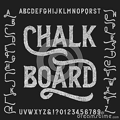 Chalk board alphabet font with alternates Vector Illustration