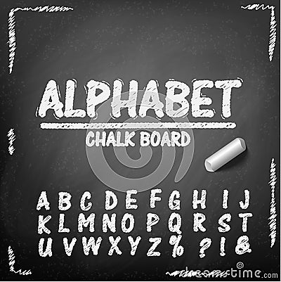 Chalk board hand drawing alphabet Vector Illustration