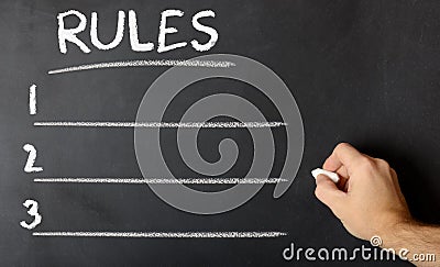 Chalk board with rules Stock Photo