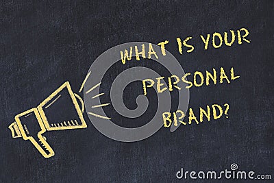 Chalk board sketch with handwritten text what is your personal brand Stock Photo