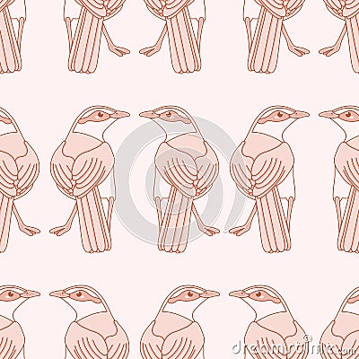 Chalk-Browed Mockingbird Seamless Vector Pattern Vector Illustration