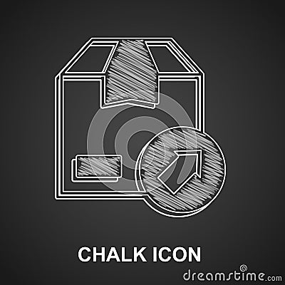 Chalk Carton cardboard box icon isolated on black background. Box, package, parcel sign. Delivery and packaging. Vector Vector Illustration