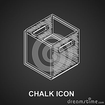 Chalk Carton cardboard box icon isolated on black background. Box, package, parcel sign. Delivery and packaging. Vector Vector Illustration