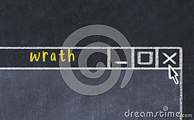 Chalk drawig of browser window with inscription wrath Stock Photo