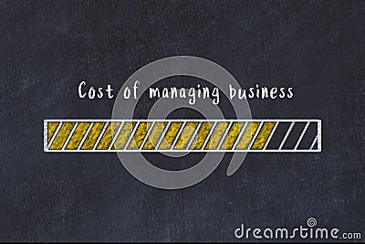 Chalk drawing of loading progress bar with inscription cost of managing business Stock Photo