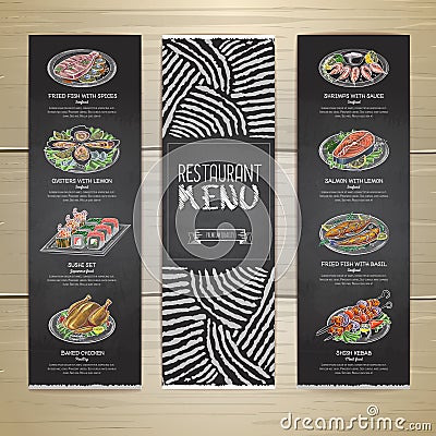 Chalk drawing restaurant menu design Vector Illustration