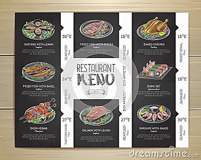 Chalk drawing restaurant menu design Vector Illustration