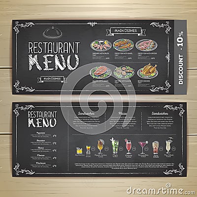 Chalk drawing restaurant menu design Vector Illustration