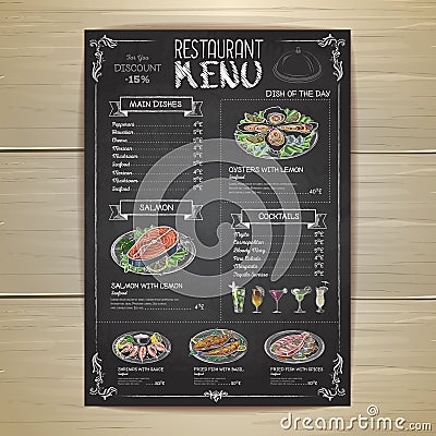 Chalk drawing restaurant menu design Vector Illustration