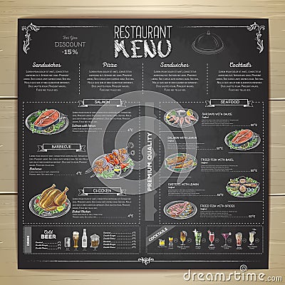 Chalk drawing restaurant menu design Vector Illustration