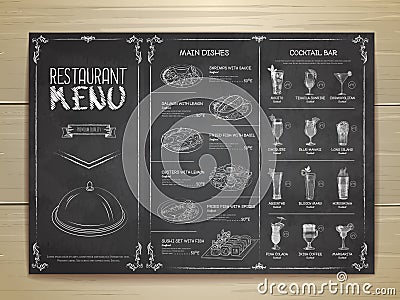 Chalk drawing restaurant menu design Vector Illustration