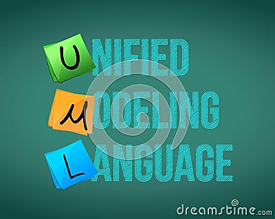 Chalk drawing. UML, Unified Modeling Language Illustrator. Stock Photo