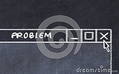 Chalk drawing of window on computer screen. Concept of stopping problem Stock Photo