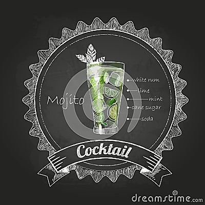 Chalk drawings. cocktail Vector Illustration