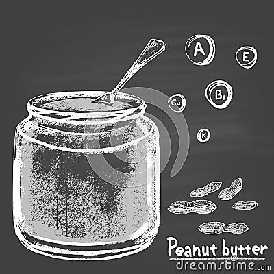 Chalk drawn illustration of bank with peanut butter. Vector Illustration