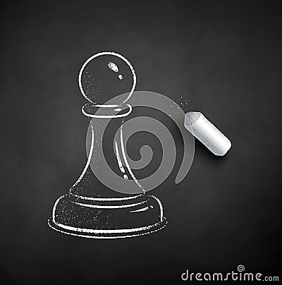 Chalk drawn illustration of pawn chess figure Vector Illustration